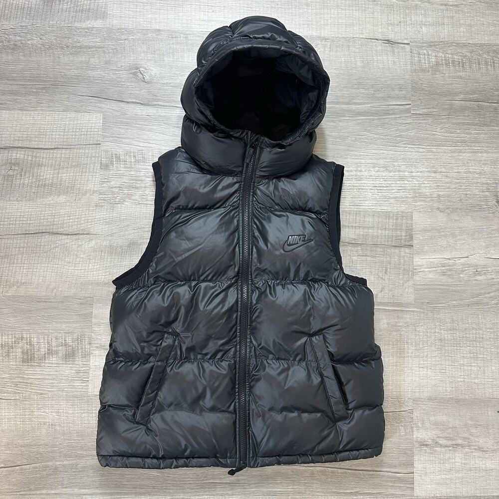 Nike FD2844-010 THERMA-FIT Repel Hooded Puffer Vest Black Big Kid's Large Loose